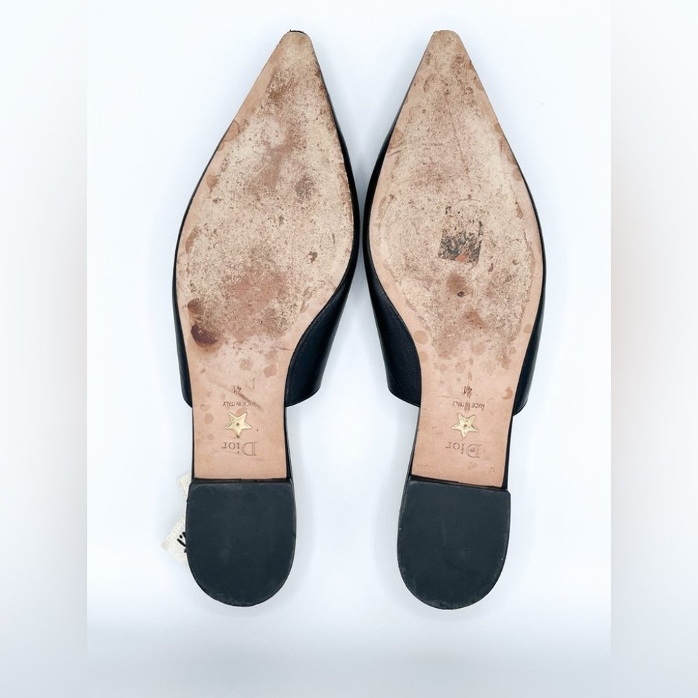 Dior J’Adior Two-Toned Leather White Ribbon Logo Slingback Ballerina Flats 41 - Picture 6 of 7